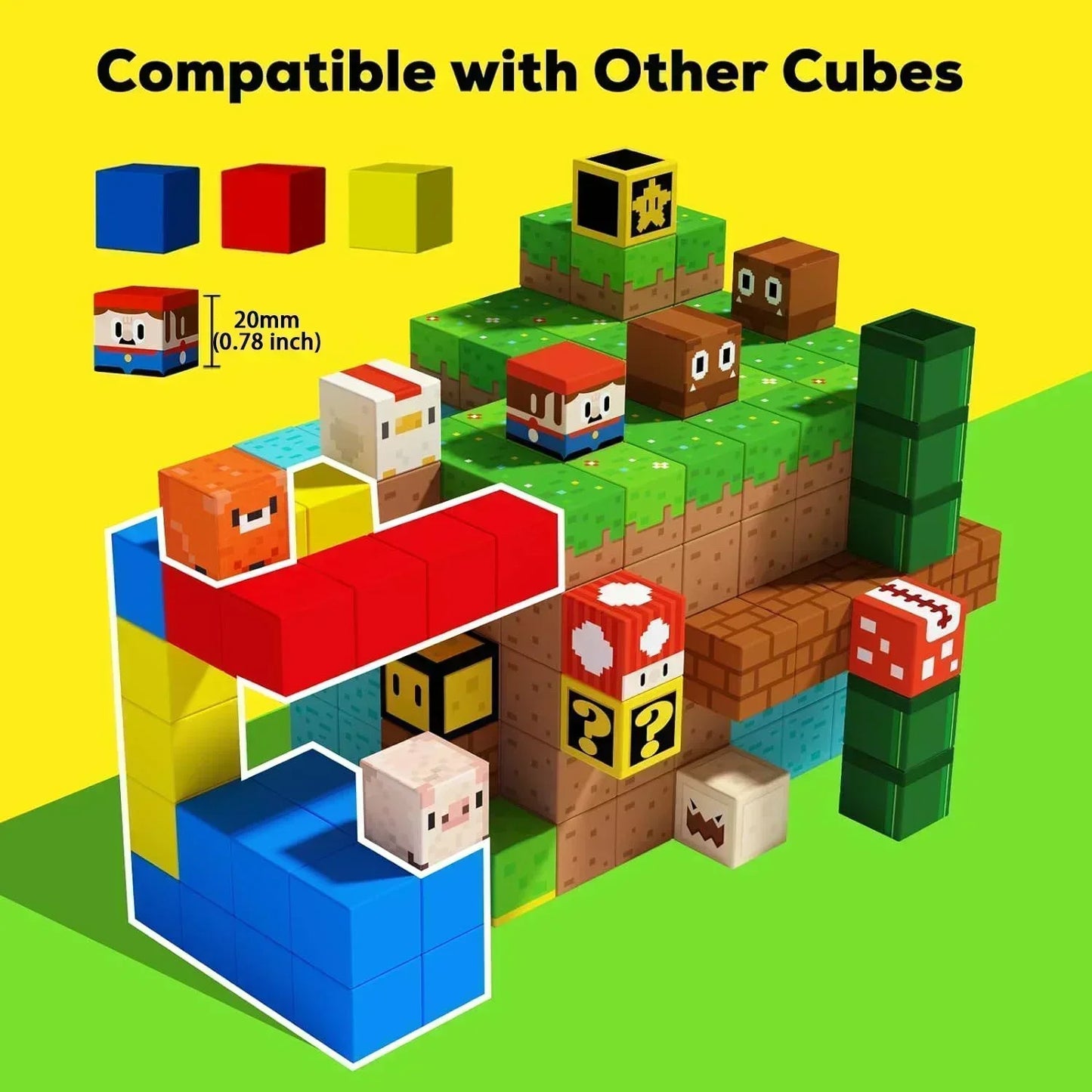 Magnetic Building Blocks Mine World Magnet Cube Set for Boy Girl Kid Age 3+ DIY Model Children Stem STEM Sensory Toy Gift
