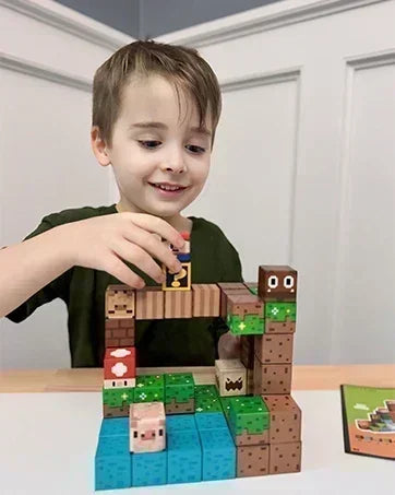Magnetic Building Blocks Mine World Magnet Cube Set for Boy Girl Kid Age 3+ DIY Model Children Stem STEM Sensory Toy Gift